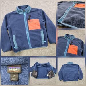 Patagonia Synchilla Fleece Jacket Kids S Small 7-8 Blue Full Zip Pocket Unisex
